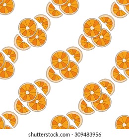 Citrus seamless pattern. Oranges isolated on white background.
