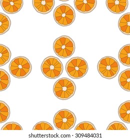 Citrus seamless pattern. Oranges isolated on white background.