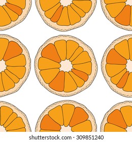 Citrus seamless pattern. Oranges isolated on white background.