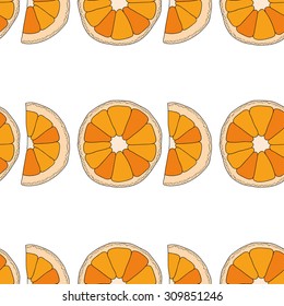Citrus seamless pattern. Oranges isolated on white background.