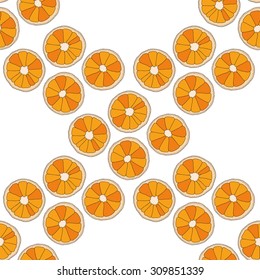 Citrus seamless pattern. Oranges isolated on white background.