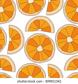 Citrus seamless pattern. Oranges isolated on white background.