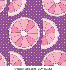 Citrus seamless pattern. Purple background with oranges
