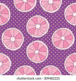 Citrus seamless pattern. Purple background with oranges