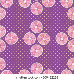 Citrus seamless pattern. Purple background with oranges
