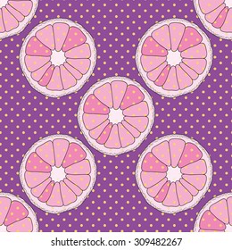 Citrus seamless pattern. Purple background with oranges