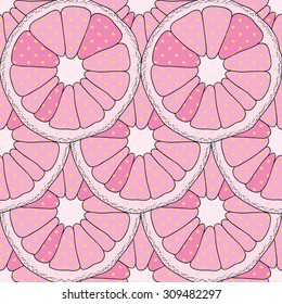 Citrus seamless pattern. Purple background with oranges