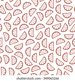 Citrus seamless pattern. Slices of tropical fruits isolated on white background. Different citruses: grapefruit, lemon, orange. Summer juicy illustration. Can be used for wallpapers, posters. Vector