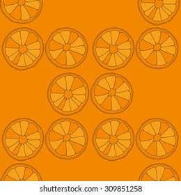 Citrus seamless pattern. Vector oranges isolated on color background.