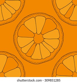 Citrus seamless pattern. Vector oranges isolated on color background.