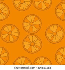 Citrus seamless pattern. Vector oranges isolated on color background.