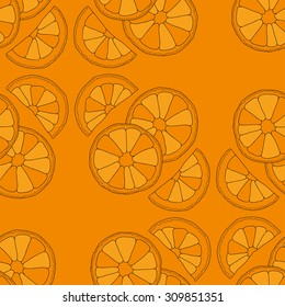 Citrus seamless pattern. Vector oranges isolated on color background.