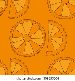 Citrus seamless pattern. Vector oranges isolated on color background.