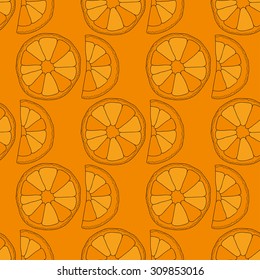 Citrus seamless pattern. Vector oranges isolated on color background.