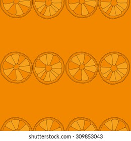 Citrus seamless pattern. Vector oranges isolated on color background.