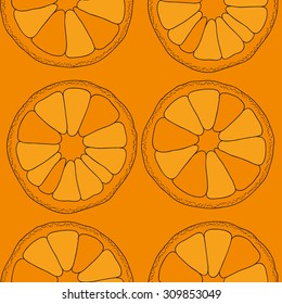 Citrus seamless pattern. Vector oranges isolated on color background.