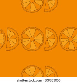 Citrus seamless pattern. Vector oranges isolated on color background.