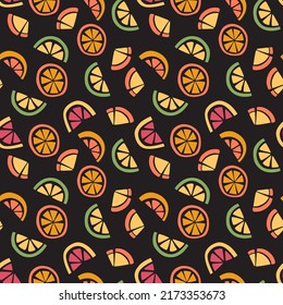 Citrus seamless pattern. Vector summer background. Abstract slices