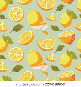 Zitrusfrüchte nahtlose Vektormuster mit Zitronen und Orangen