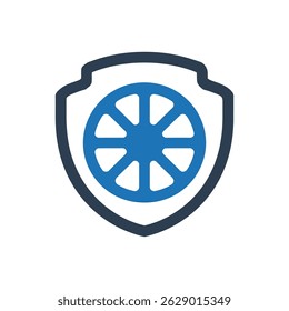 Citrus Shield Sicherheitssymbol einzeln auf weißem Hintergrund