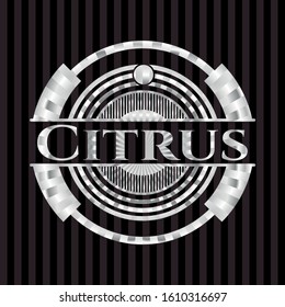 Citrus silver emblem or badge. Vector Illustration. Mosaic.