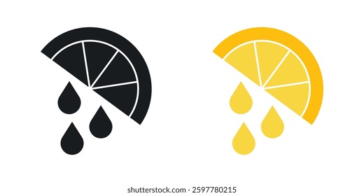 Citrus slice colored icon set. Stock Vector