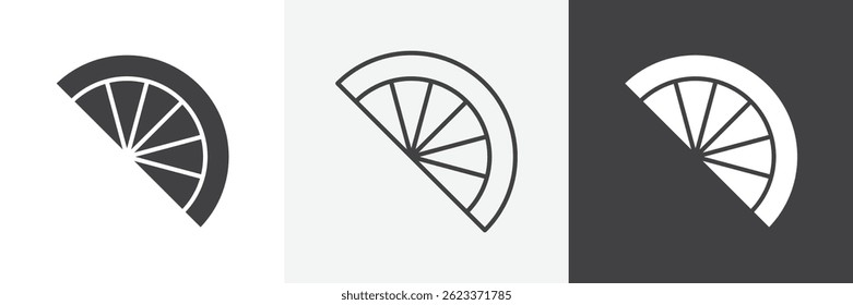 Conjunto de ícones de vetor de fatia e linha plana de cítricos