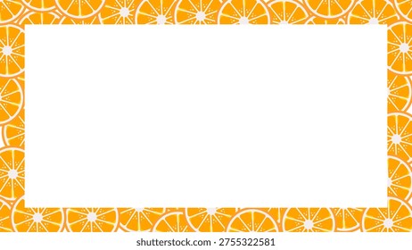 Citrus slice frame. Frame with lemon illustration. Summer frame decoration. Bright summer background. Lemon slice template. Lemon background