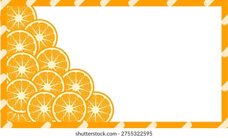 Citrus slice frame. Frame with lemon illustration. Summer frame decoration. Bright summer background. Lemon slice template. Lemon background