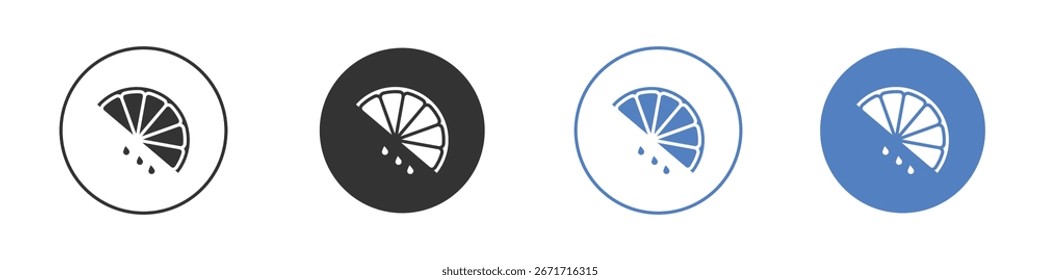 Citrus Slice Icon Kollektion für App in schwarzen und blauen Farben