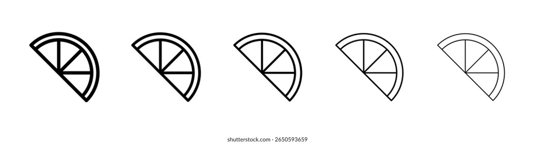 Conjunto de gráficos de iconos de rebanada de cítricos. estilo de línea de trazo de moda