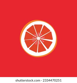Citrus-Slice Symbol auf rotem Hintergrund, Vektorgrafik