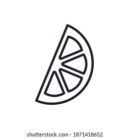 Citrus slice icon. Vector linear icon, contour, shape, outline isolated on a white background. Thin line. Modern minimalistic design. Fruits.