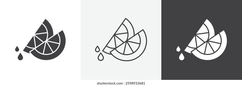 Citrus slice icons in Thin line black color. flat simple vector symbols illustration.