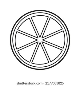 Citrus. A slice of a lemon or orange. Coloring book for children. Black and white vector illustration.