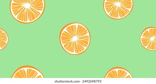 Citrus slice seamless pattern. Orange fruit repeat ornament.	