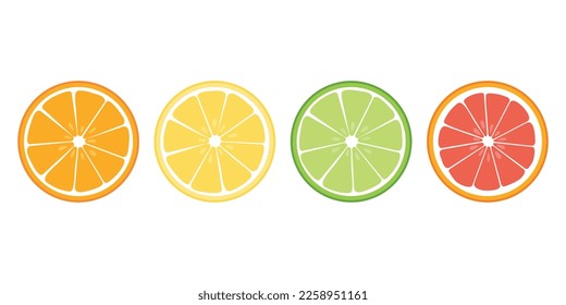 Zitrusscheibe Grapefruit, Orange, Limone, Limone.