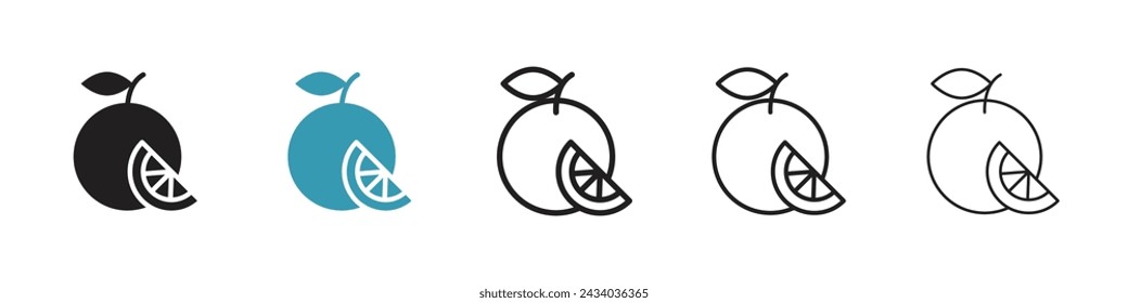 Conjunto de iconos de vectores de rebanadas de cítricos. Vitamina C Burst Emblema símbolo vectorial para el diseño de UI.