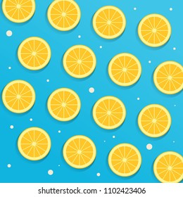 Citrus Slice Yellow Blue Background