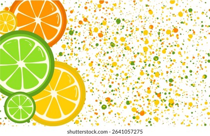 Citrus slices design. White background. Vector food banner.