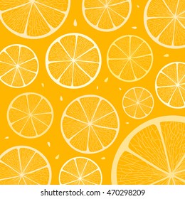 Citrus slices on yellow background