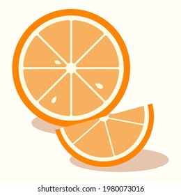 Citrus slices of orange with seeds. Grapefruit. The style is hand-drawn and cartoonish. All objects are isolated. Vector 8 eps
