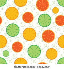 Citrus slices seamless pattern background.Colorful seamless pattern with oranges, grapefruit and limes