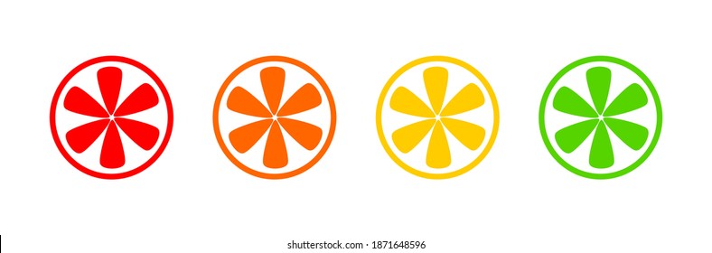Citrus slices. Vector isolated icon. Tropical fruit isolated. Grapefruit orange lemon lime vector design. Citrus collection isolated on white background.