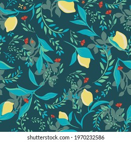 Citrus themed vector seamless print design