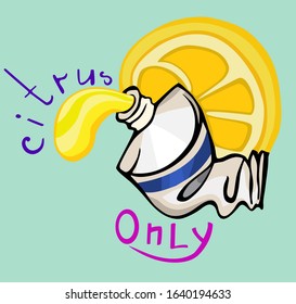 Citrus Toothpaste. Graphics. Lettering. Advertising. In color