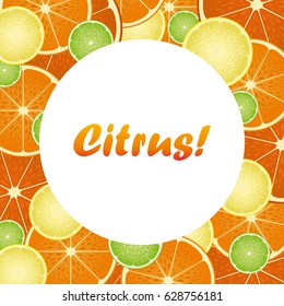 Citrus vector background with a white circle