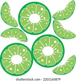 Citrus Vector Flat Slice Icon. Citrus  Fruit Vitamin C Segment Half Illustration, Cartoon Clementine