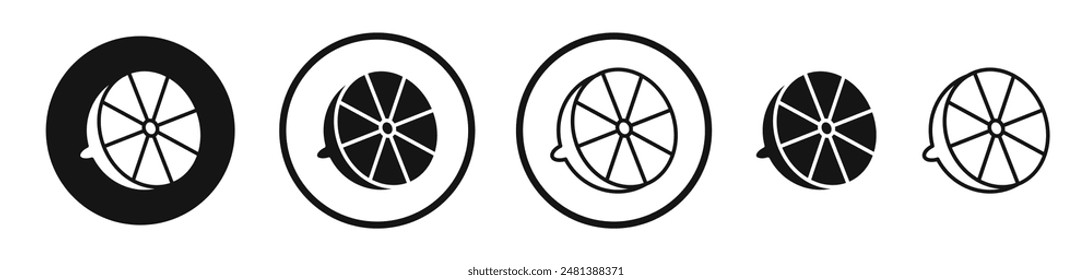 Citrus vector icon set in black and white color.