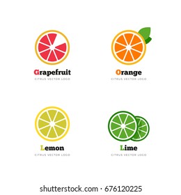 Citrus vector logo. Grapefruit, orange, lemon and lime